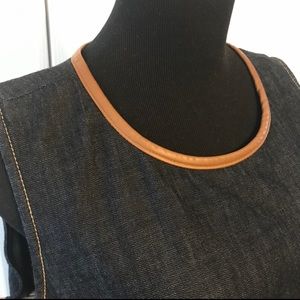 Denim dress w/leather trim LAUREN Ralph Lauren 18W